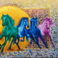 The Royal Rainbow 7 Horses Wall Art - top_view
