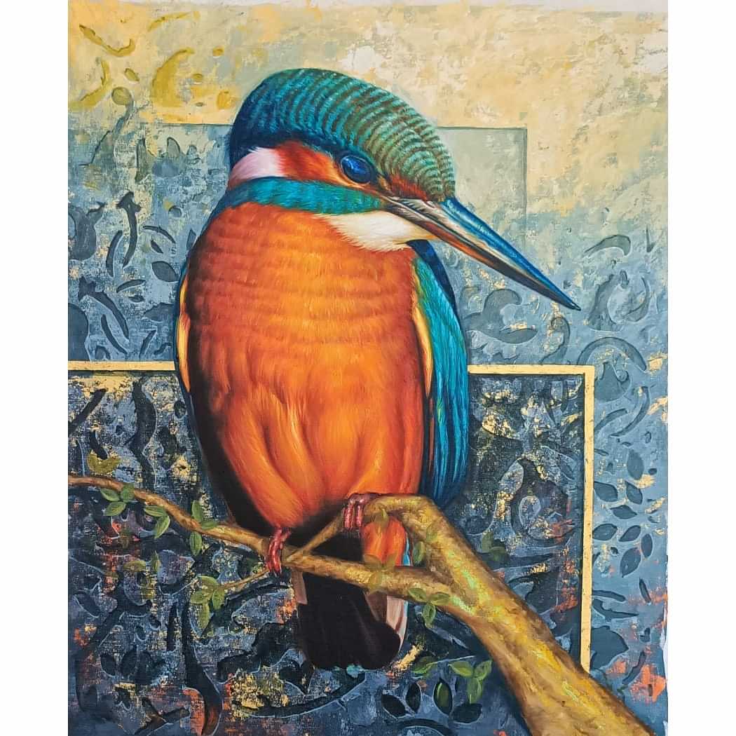 Kingfisher Realistic wall painting - photo
