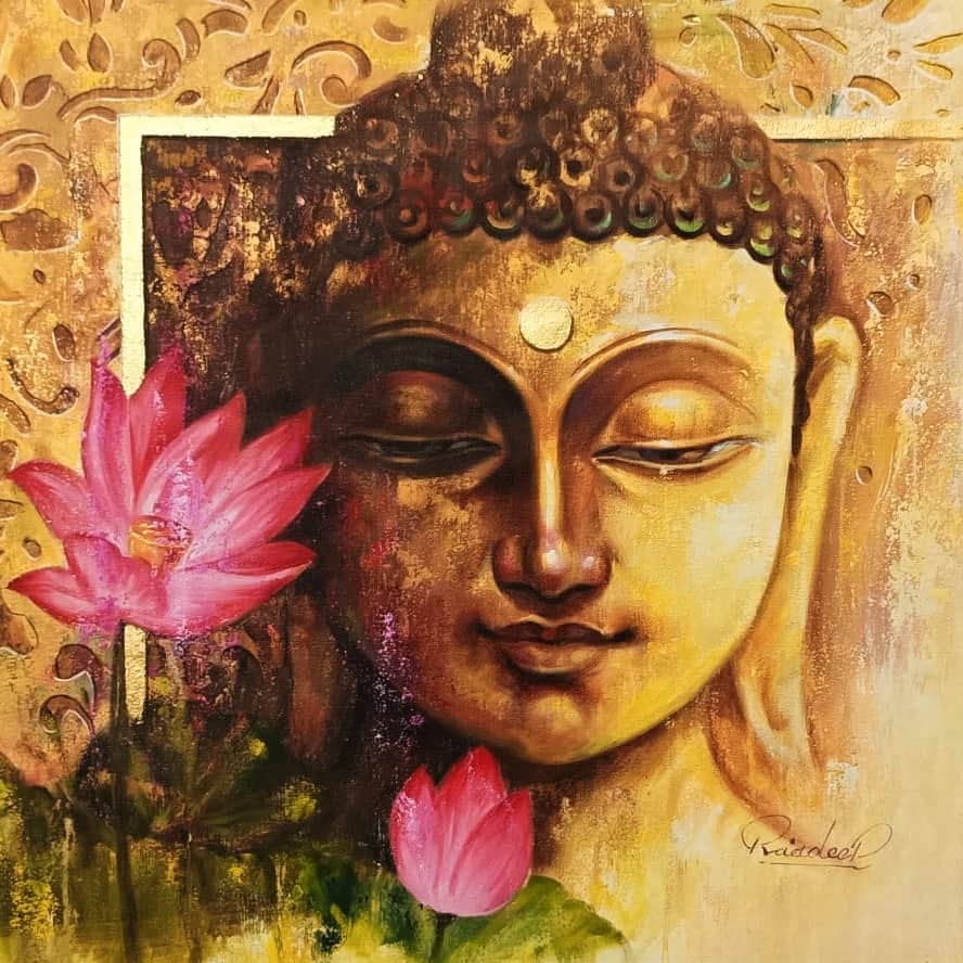 Lord Budhha Realistic Wall Art - front_view