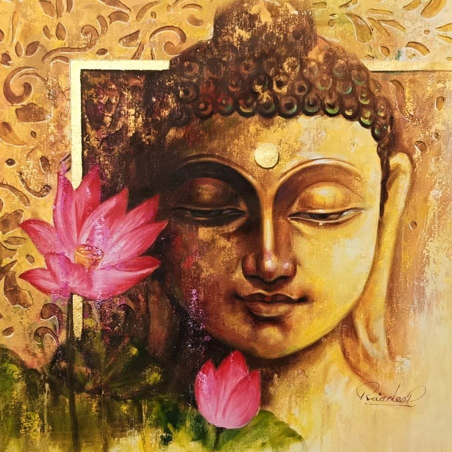 Lord Budhha Realistic Wall Art - rear_view