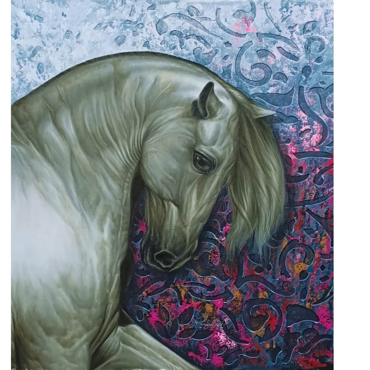 The Royal Horse White Wall Painting - front_view