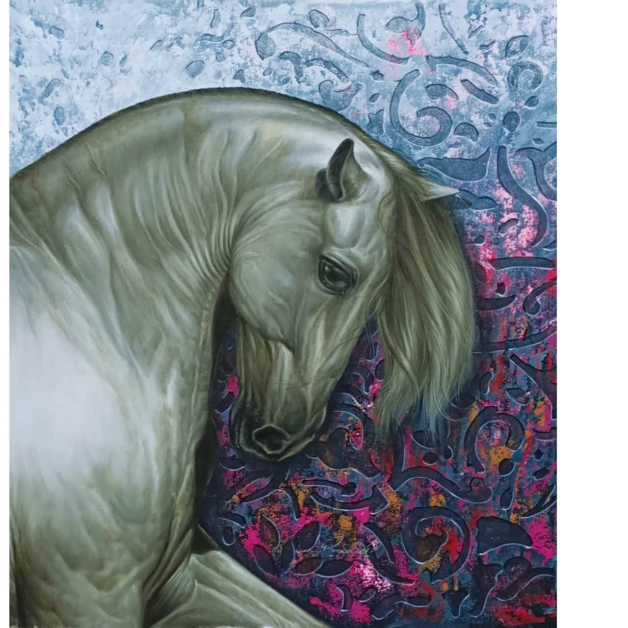 The Royal Horse White Wall Painting - top_view