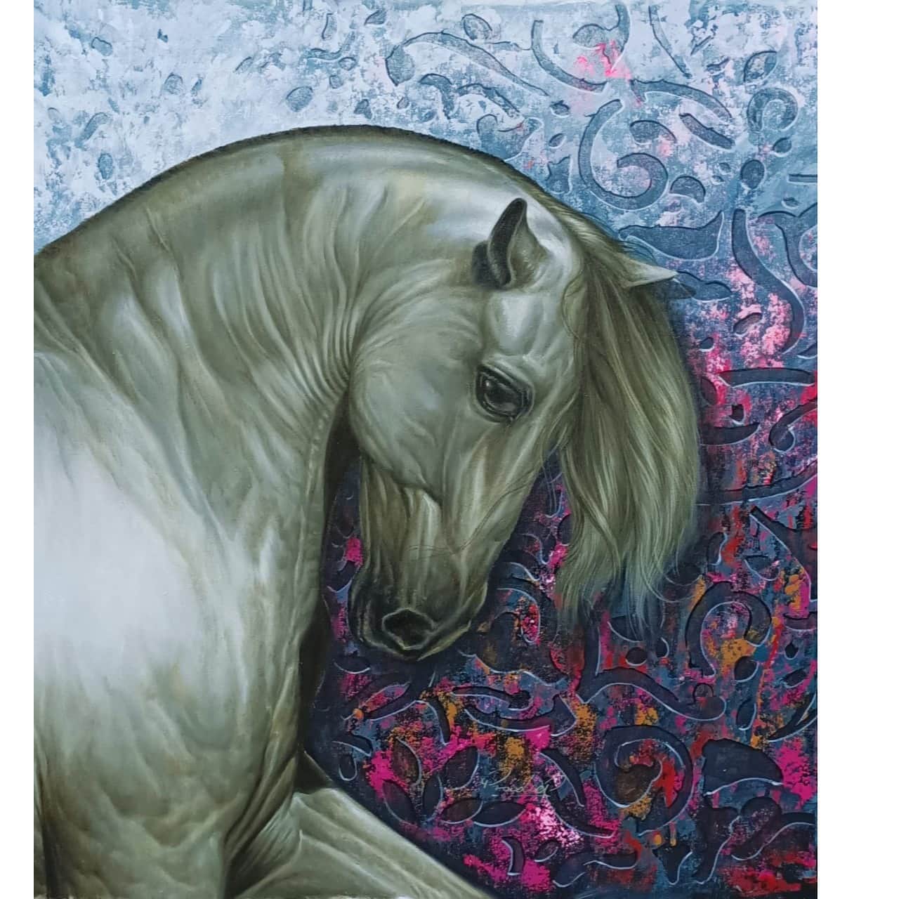 The Royal Horse White Wall Painting - rear_view