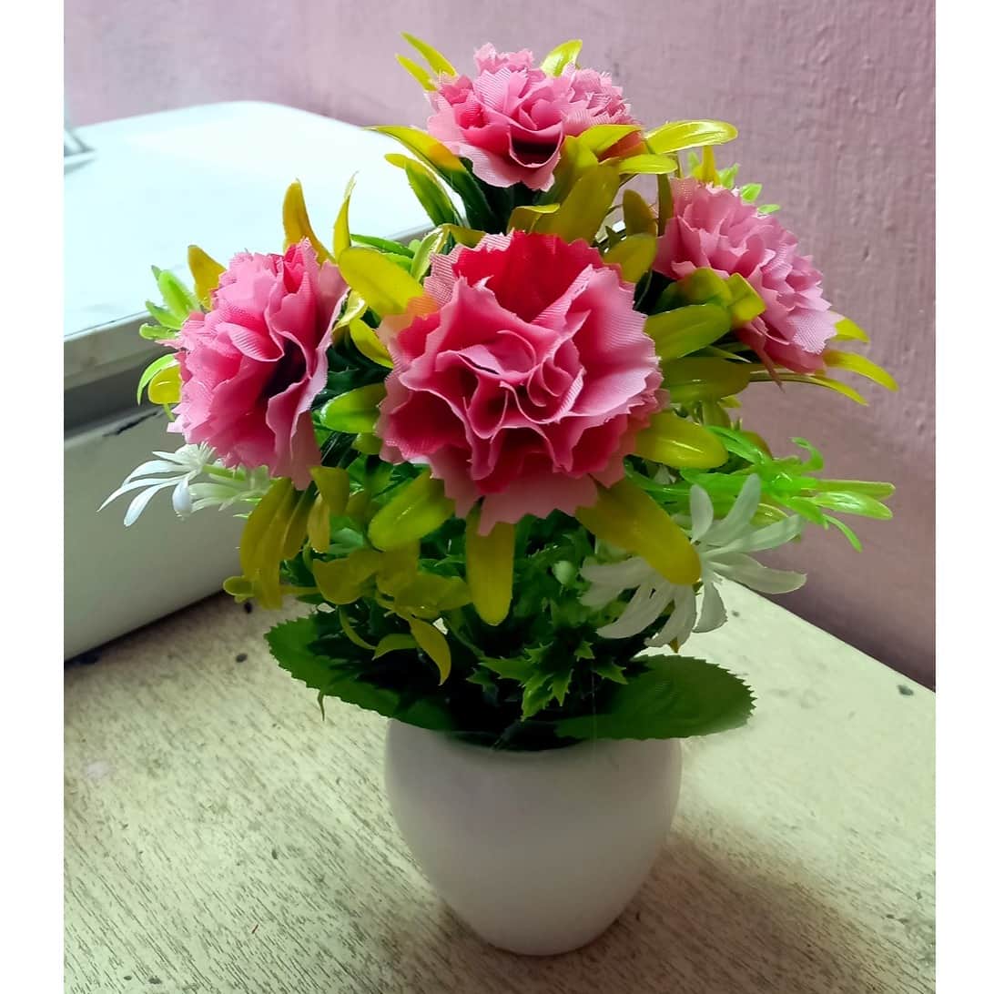 Artificial Flower Plant (Pink) - top_view