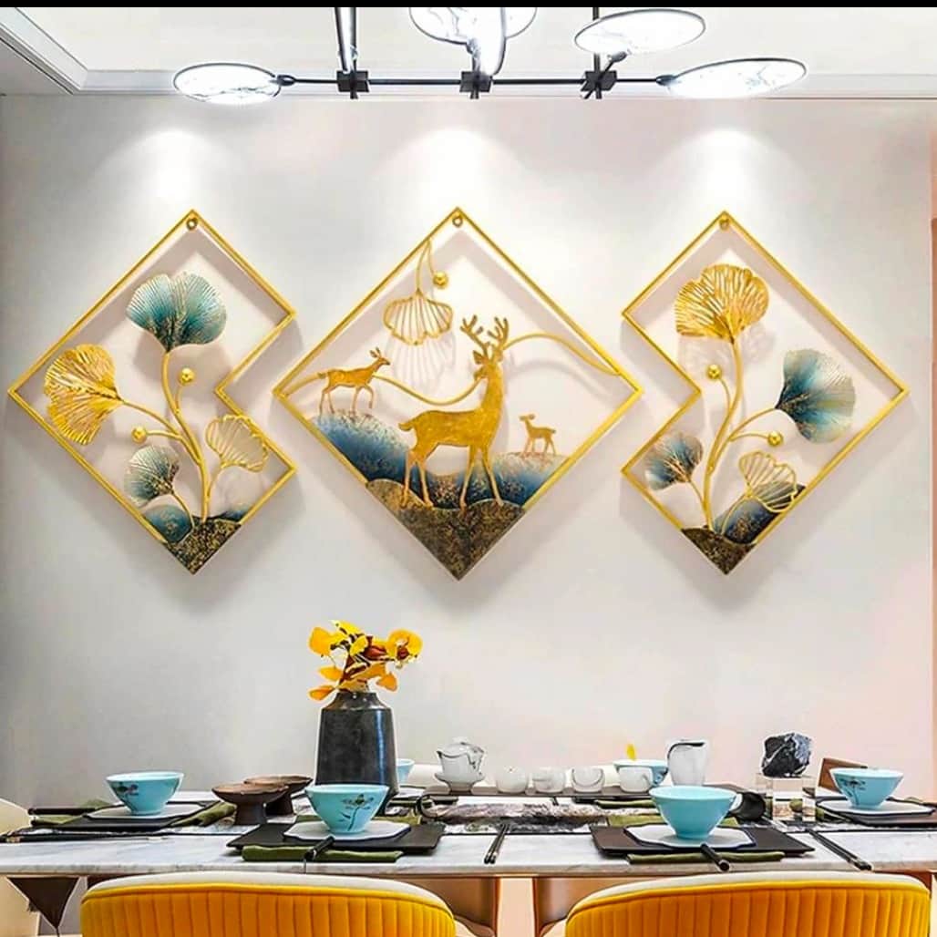 Golden deer Metal wall Art - front_view