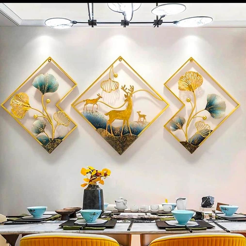 Golden deer Metal wall Art - rear_view