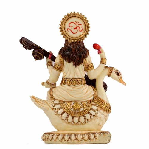 Lord Saraswati Statue Fine Gold Plating