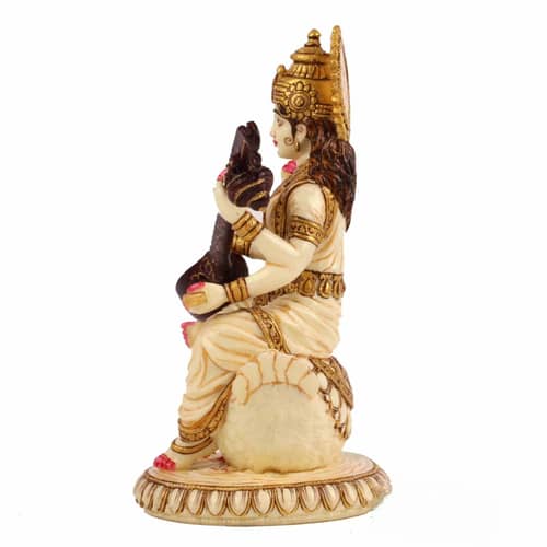 Lord Saraswati Statue Fine Gold Plating