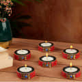 1 inches Candle Holder Set of 6 Wooden Decorative Tealight - front_view