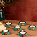 1 Inches Candle Holder Set of 6 Wooden Decorative - front_view