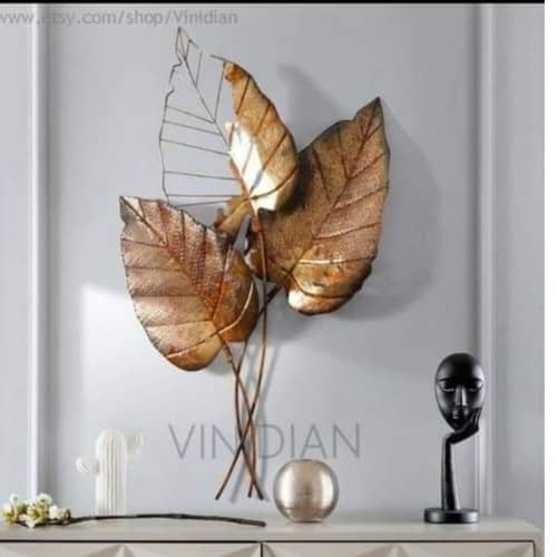 Golden leaf Metal wall Art