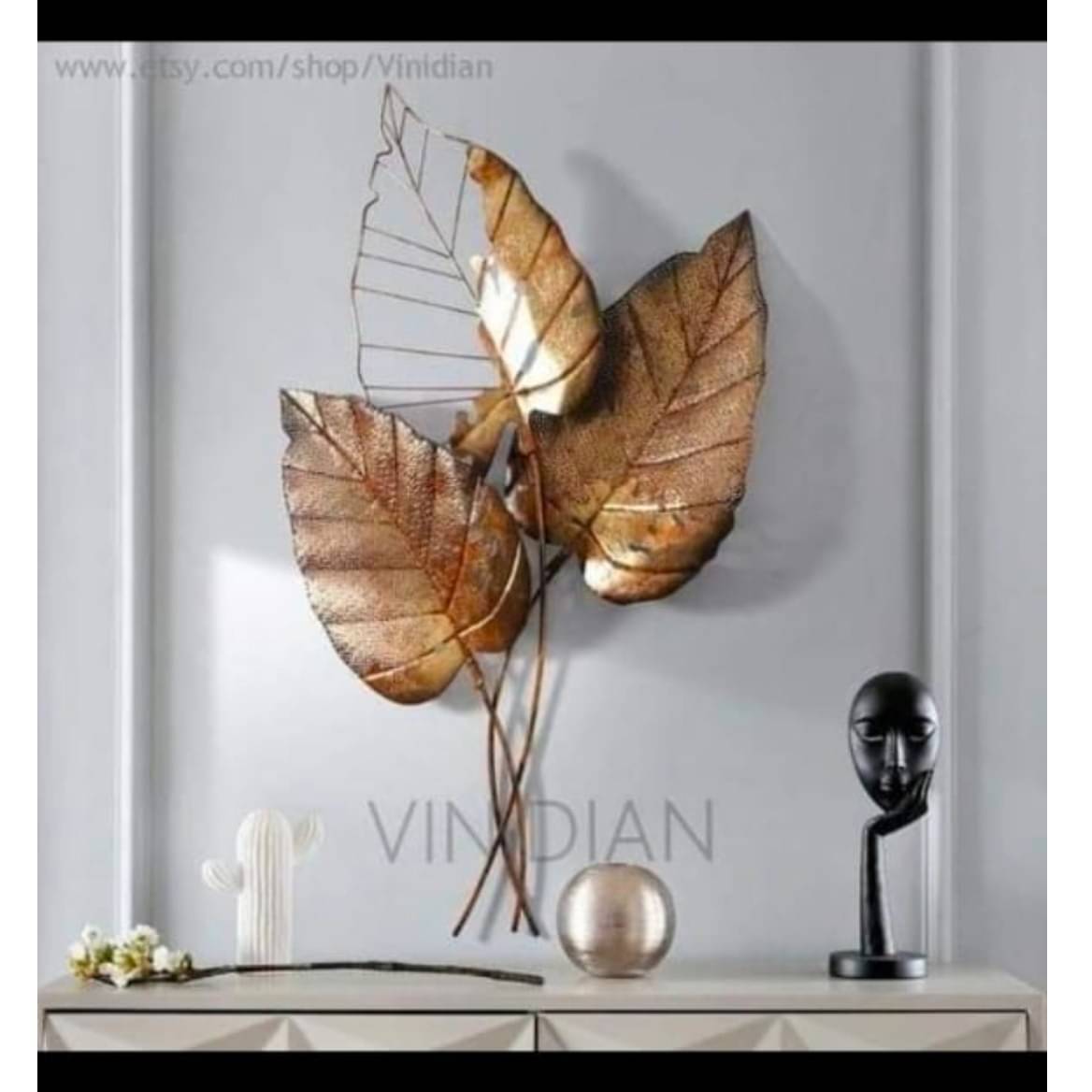 Golden leaf Metal wall Art