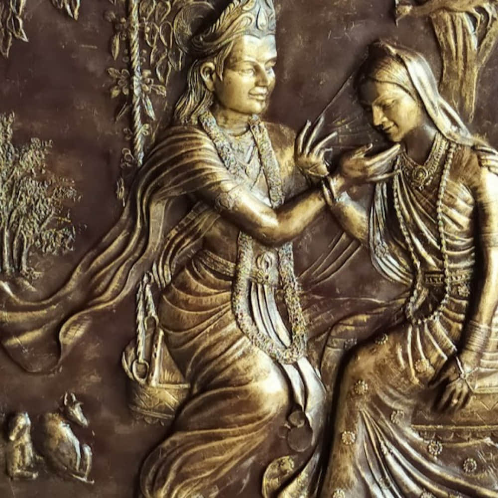 Krishna and Radha mural - photo