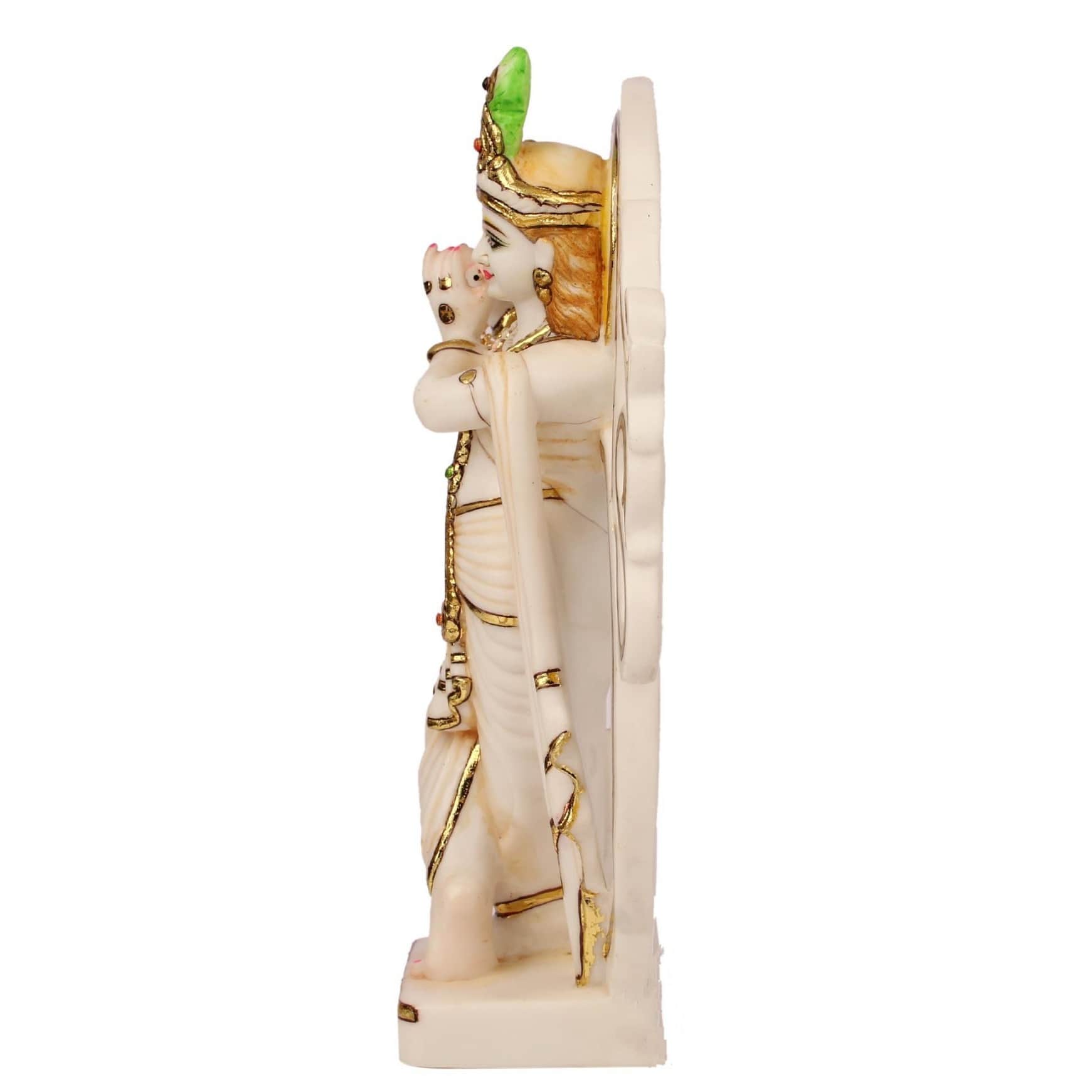 12" Om Krishna Statue Valentine Gift for him Krishna with Basuri Hare Krishna Bihari Balagopala Balakrishna Govinda Narayana Hindu Gift - right_view