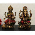 Lakshmi Ganesha Statue, Resin Ganesha Laxmi Statue, Diwali gift, Ganesha for altar, Copper Finish Resin Goddess, Wedding Decor Statue - photo