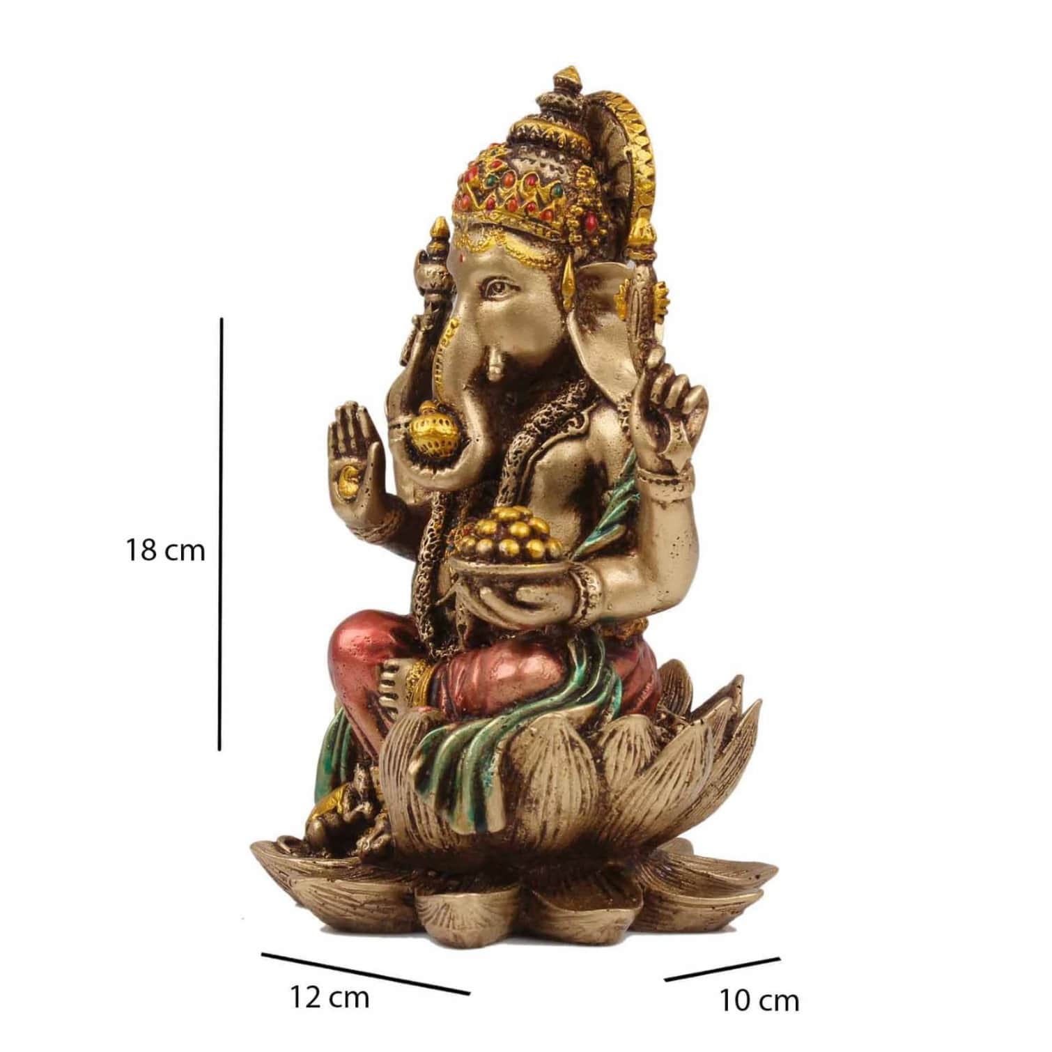 Lakshmi Ganesha Statue, Resin Ganesha Laxmi Statue, Diwali gift, Ganesha for altar, Copper Finish Resin Goddess, Wedding Decor Statue - top_view