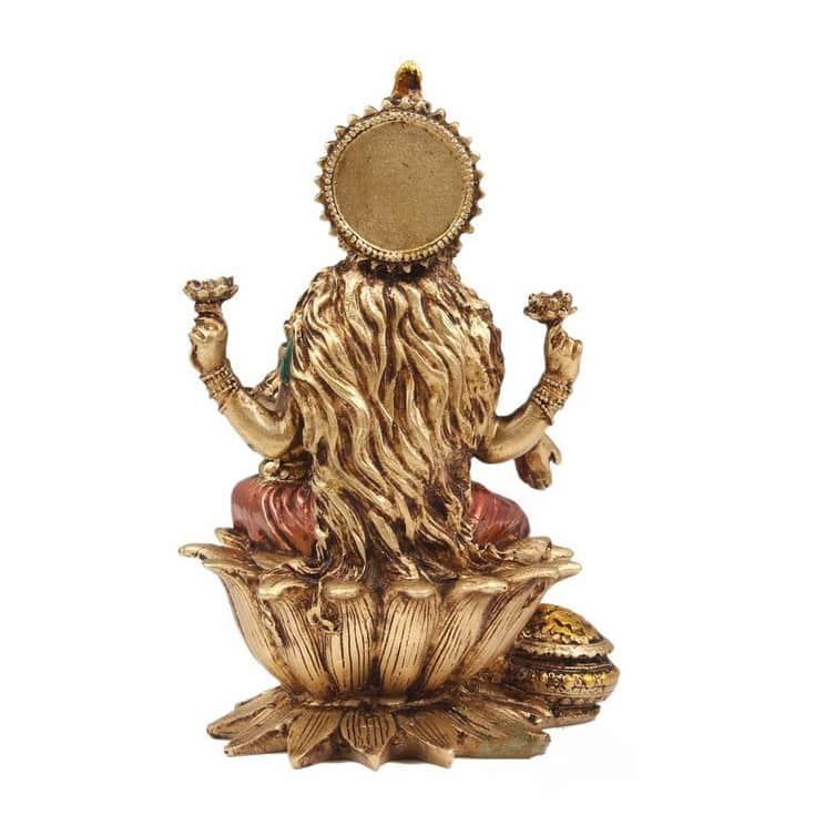 Lakshmi Ganesha Statue, Resin Ganesha Laxmi Statue, Diwali gift, Ganesha for altar, Copper Finish Resin Goddess, Wedding Decor Statue - left_view