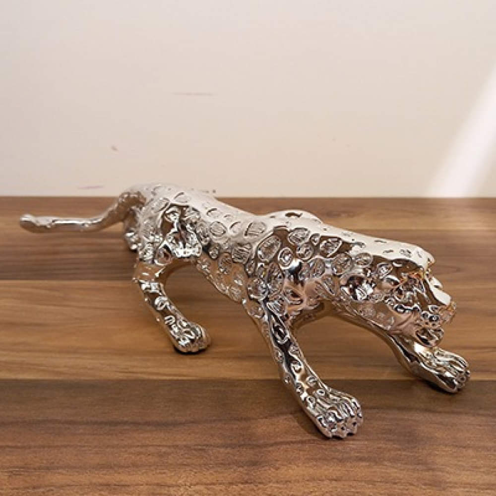 Silver Plated Panther Jaguar Statue - photo