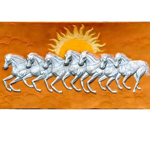 AMULYART SEVEN HORSE MURAL FOR GOOD LUCK IN HOME AND OFFICE