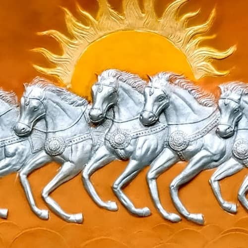 AMULYART SEVEN HORSE MURAL FOR GOOD LUCK IN HOME AND OFFICE