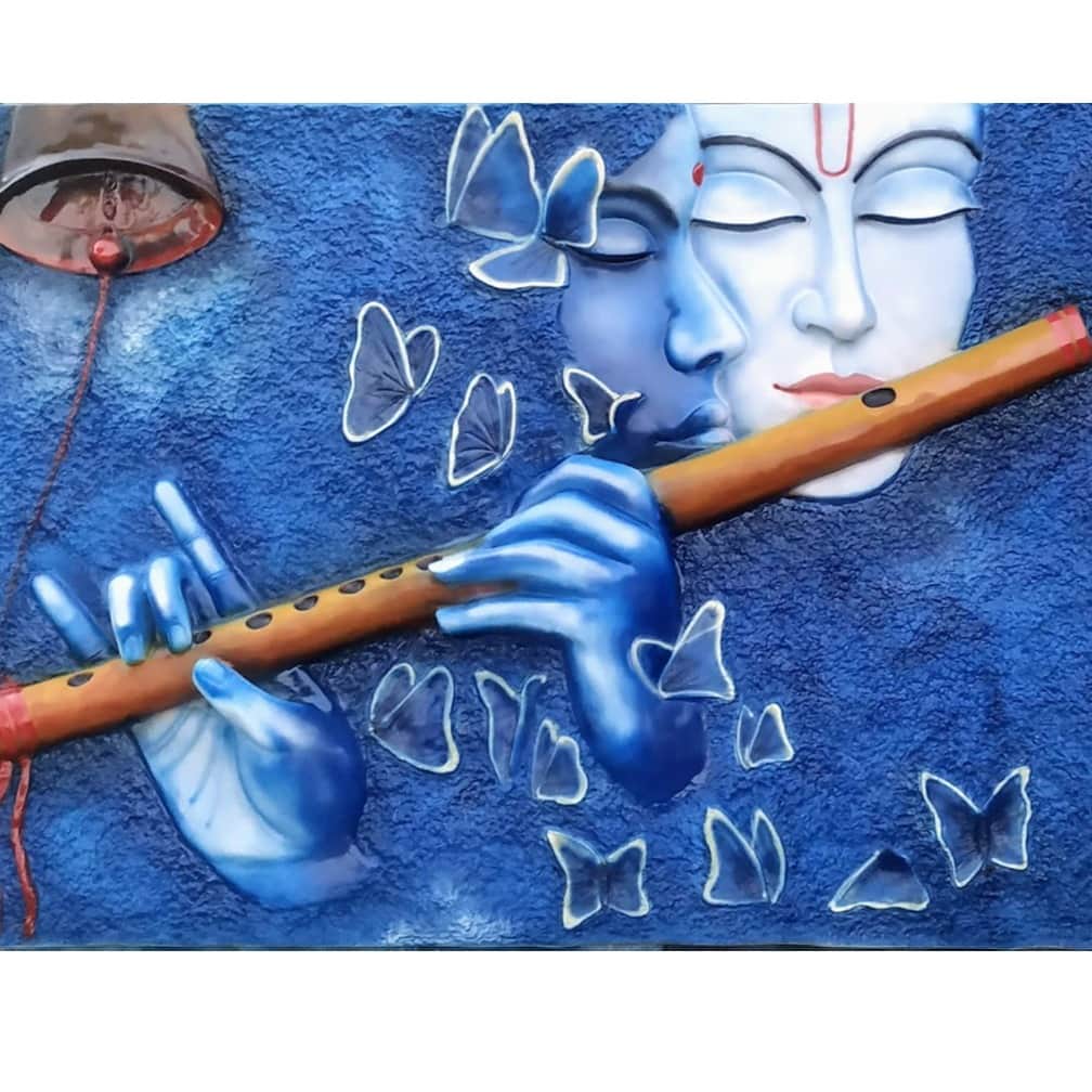 AMULYART LORD KRISHNA POLYRESIN MURAL FOR HOME AND OFFICE - front_view