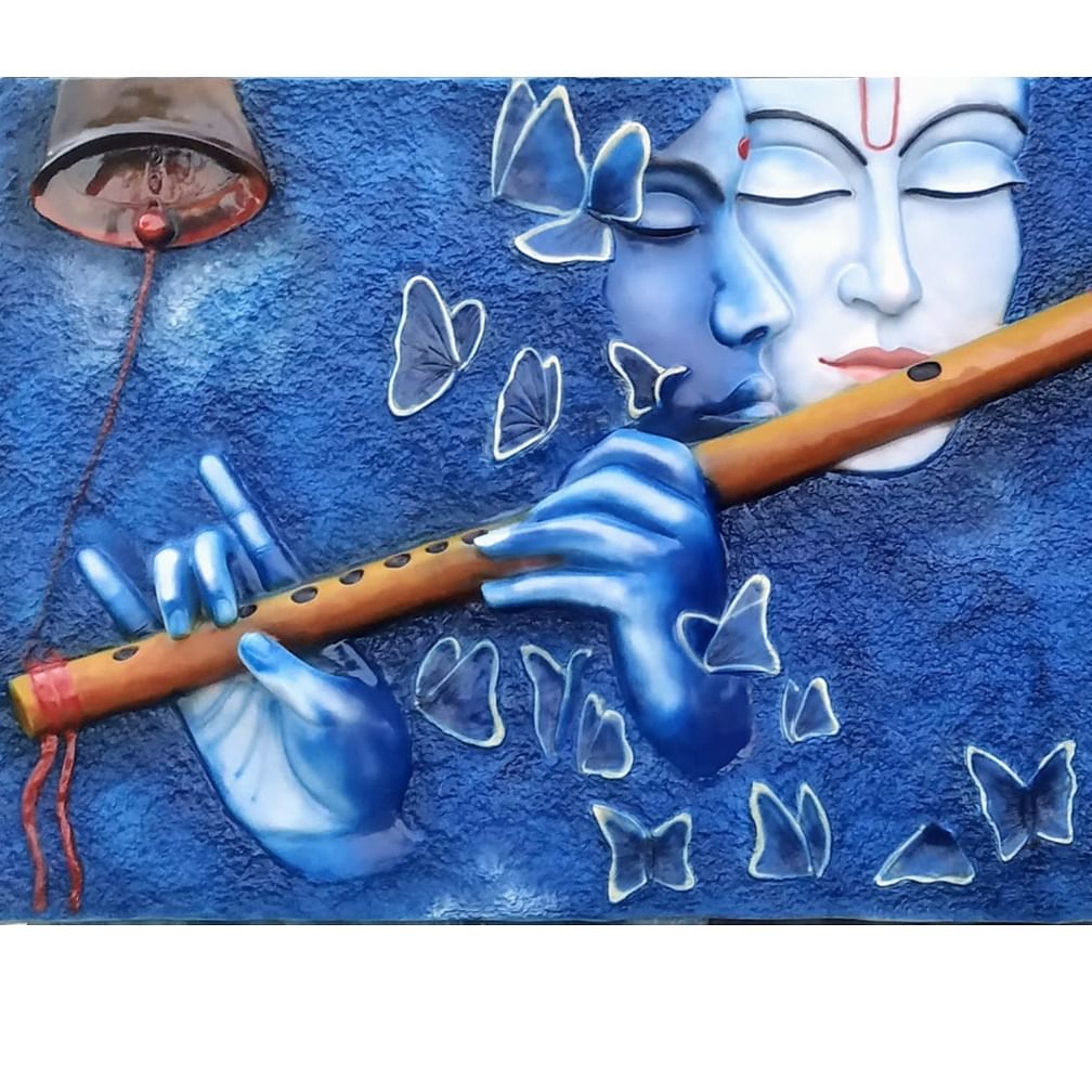 AMULYART LORD KRISHNA POLYRESIN MURAL FOR HOME AND OFFICE