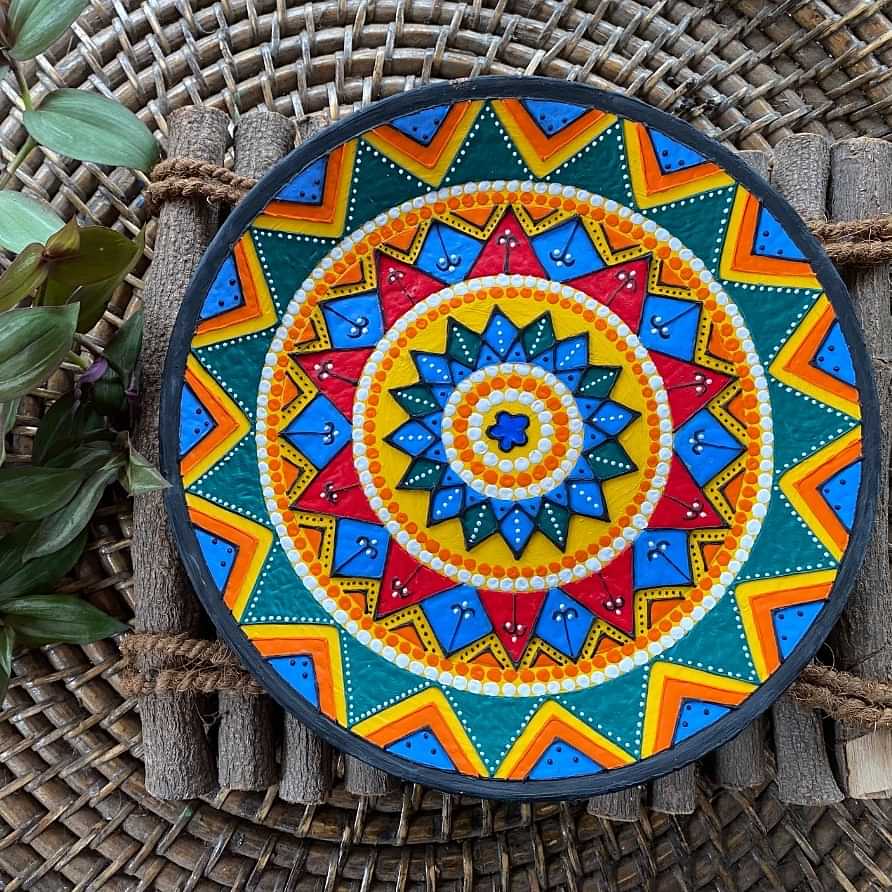 EARTHENWALLPLATES  artificial wall plates blue and red - photo