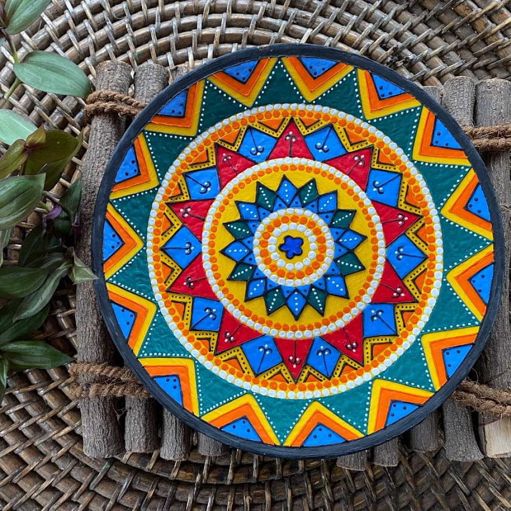EARTHENWALLPLATES  artificial wall plates blue and red - photo