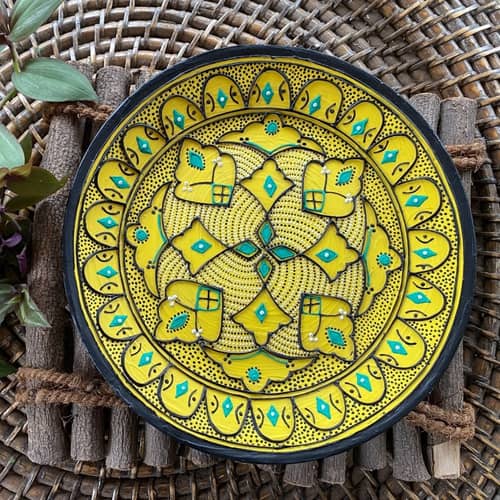 EARTHENWALLPLATES artificial wall plates yellow mandala art