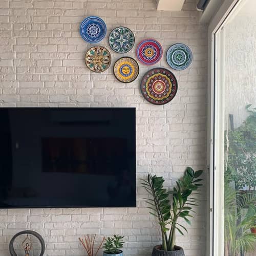 EARTHENWALLPLATES artificial wall plates yellow mandala art