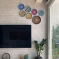 EARTHENWALLPLATES artificial wall plates yellow mandala art - top_view