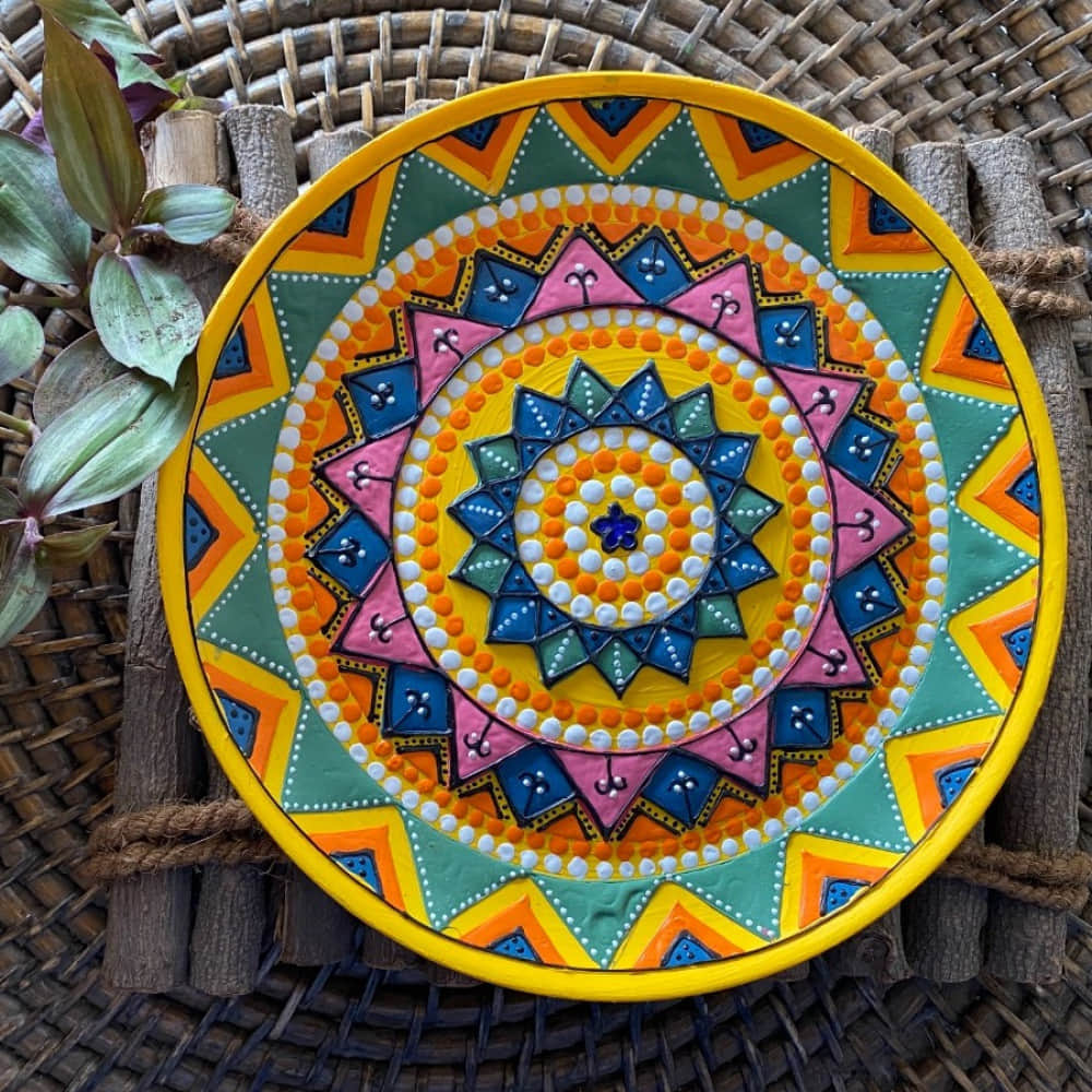 EARTHENWALLPLATES artificial wall plates multicolor circular design - photo