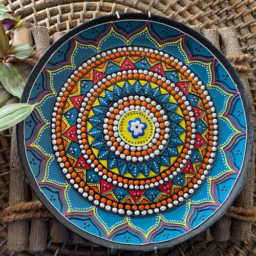 EARTHENWALLPLATES  artificial wall plates blue and orange