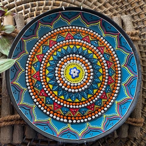 EARTHENWALLPLATES  artificial wall plates blue and orange
