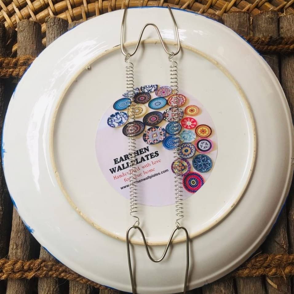 EARTHENWALLPLATES  artificial wall plates blue and orange