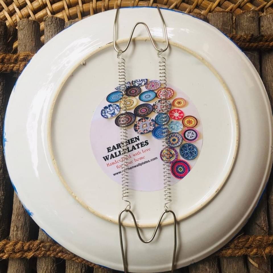 EARTHENWALLPLATES artificial wall plates dark blue floral