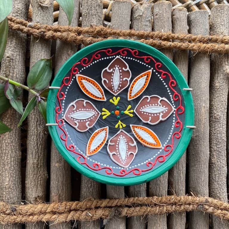 EARTHENWALLPLATES artificial wall plates floral design - front_view