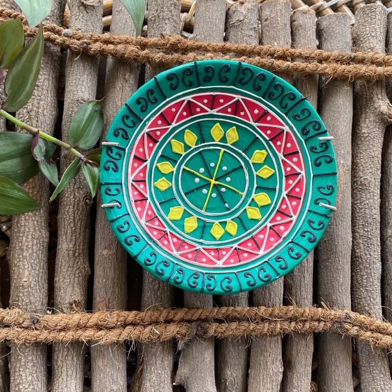 EARTHENWALLPLATES  artificial wall plates sky blue & pink