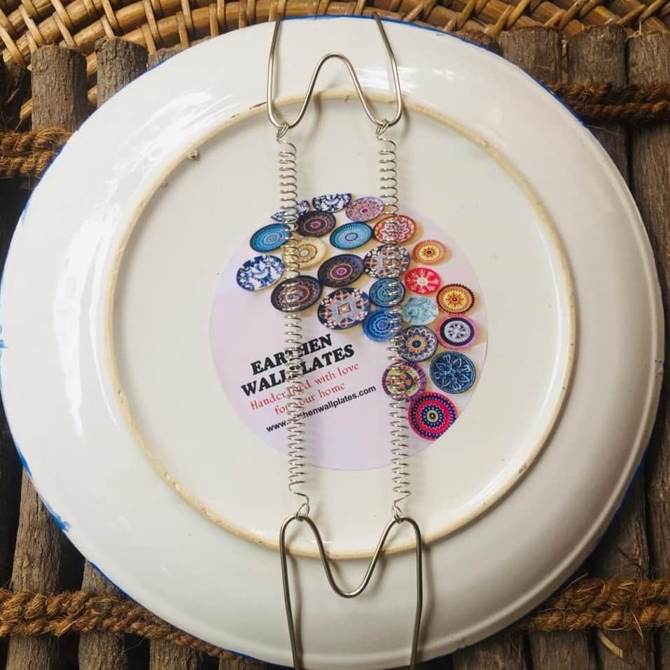 EARTHENWALLPLATES  artificial wall plates sky blue & pink - rear_view
