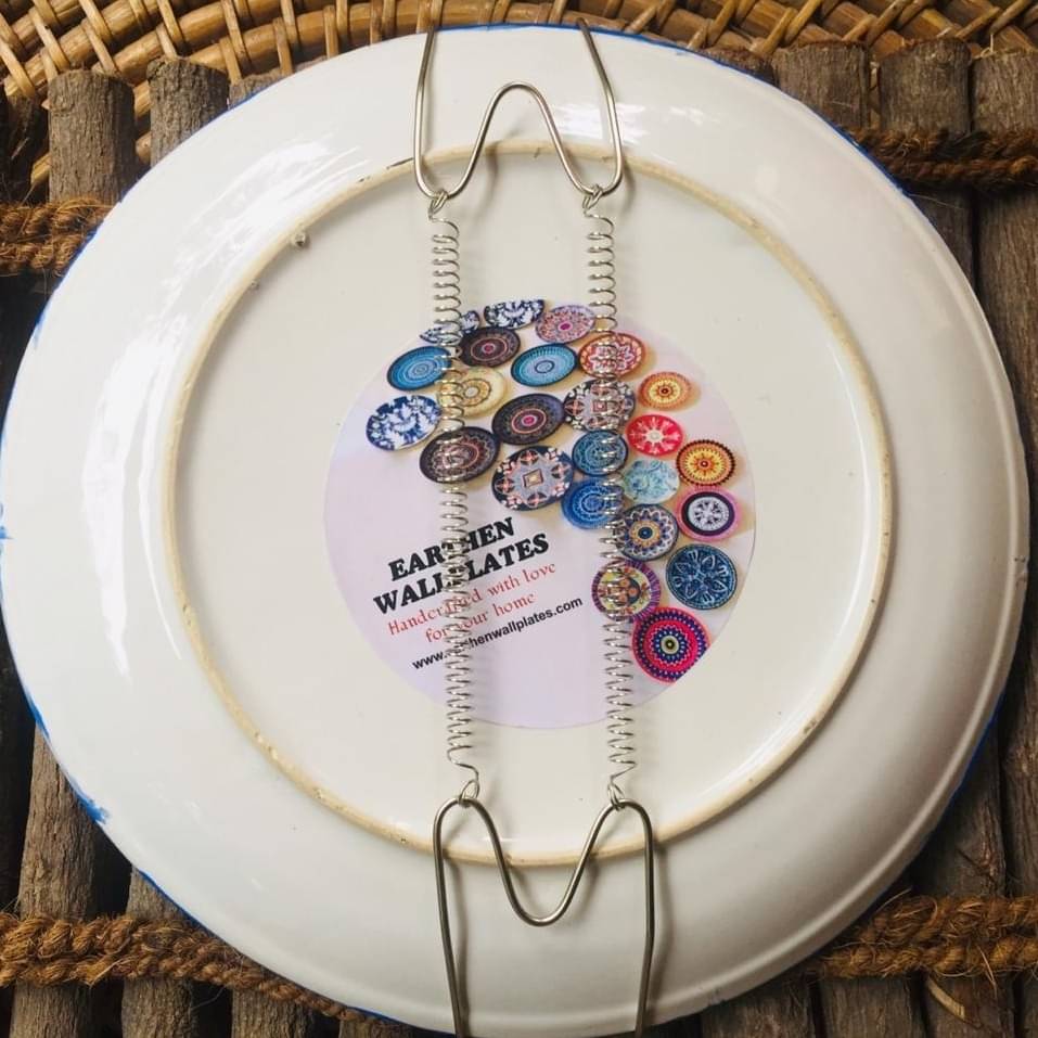 EARTHENWALLPLATES  artificial wall plates sky blue & pink