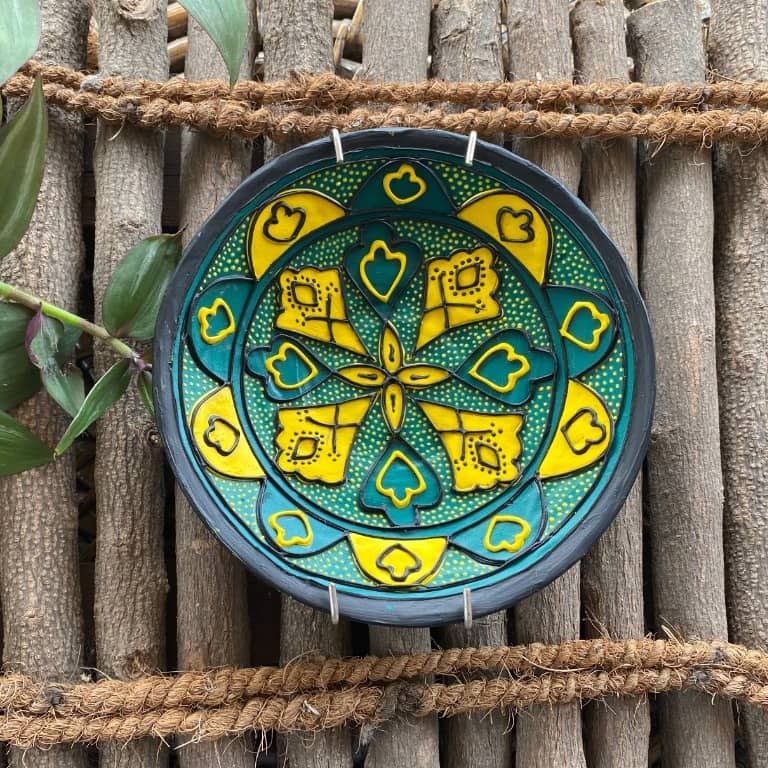EARTHENWALLPLATES  artificial wall plates yellow and blue