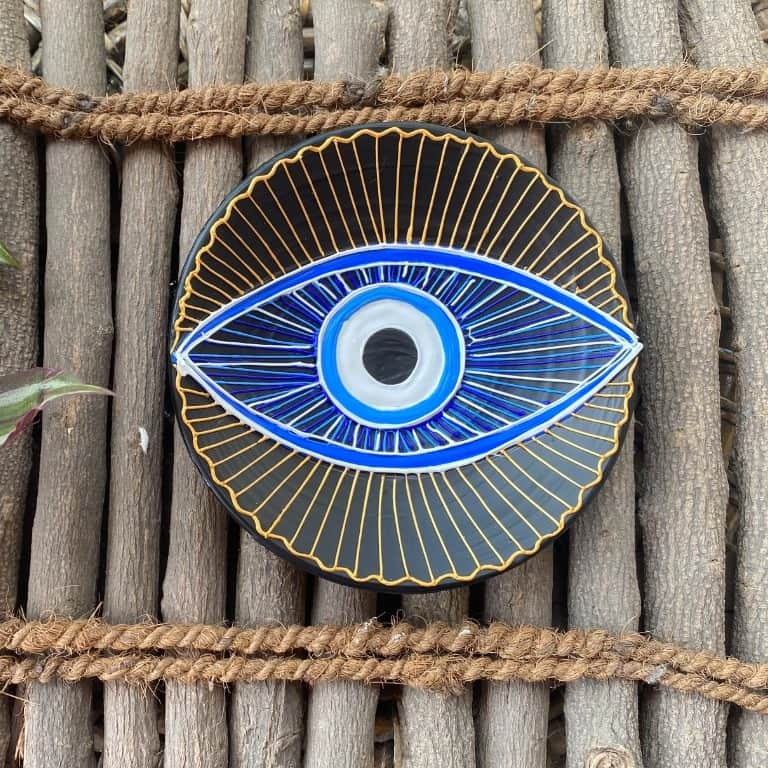 EARTHENWALLPLATES artificial wall plates with eye painting - front_view