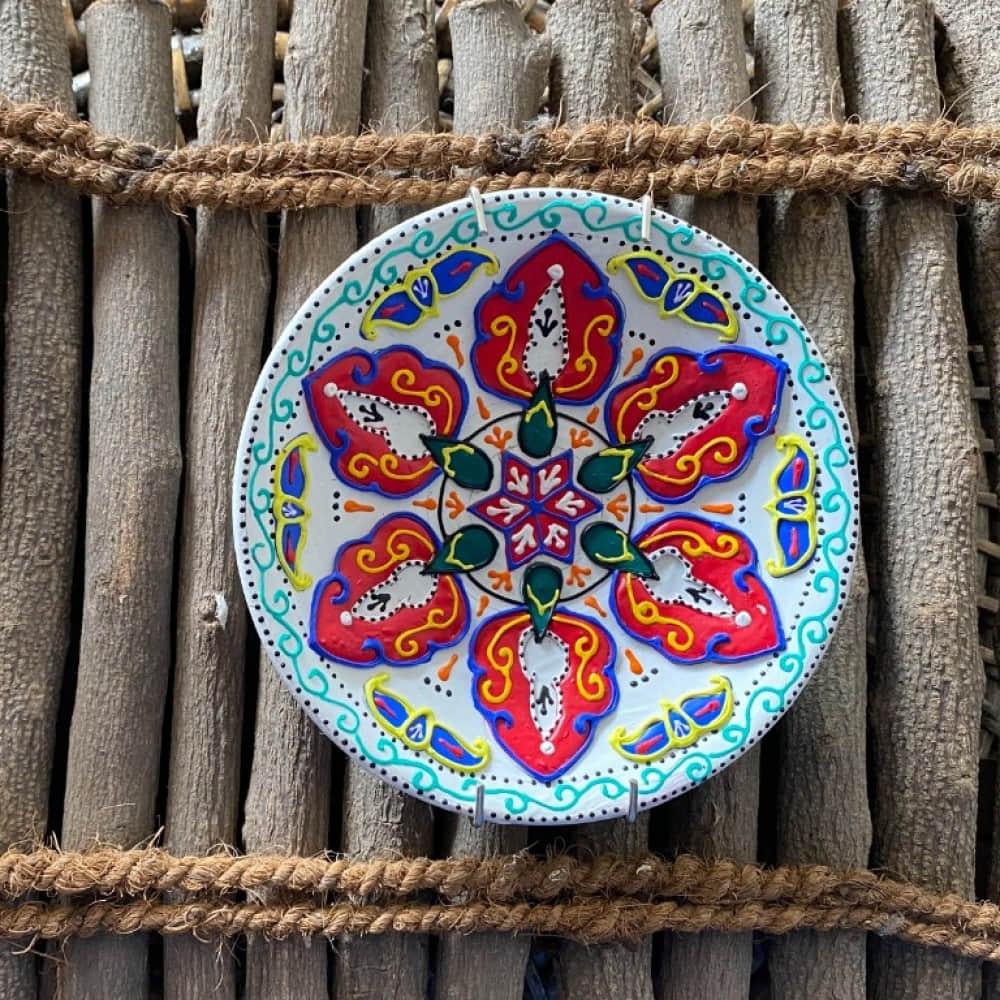 EARTHENWALLPLATES (Artificial Wall Plates) in pink & blue - photo