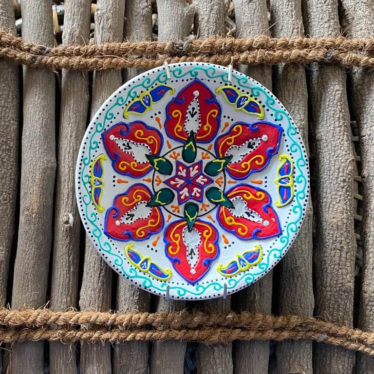 EARTHENWALLPLATES (Artificial Wall Plates) in pink & blue - front_view