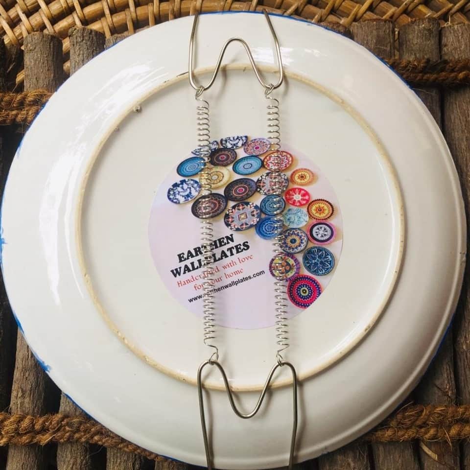 EARTHENWALLPLATES (Artificial Wall Plates) in pink & blue - rear_view
