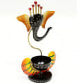 Black & Orange Iron Ganesha Diya Stand - top_view