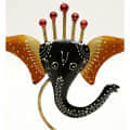 Black & Orange Iron Ganesha Diya Stand - rear_view