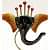 Black & Orange Iron Ganesha Diya Stand - rear_view