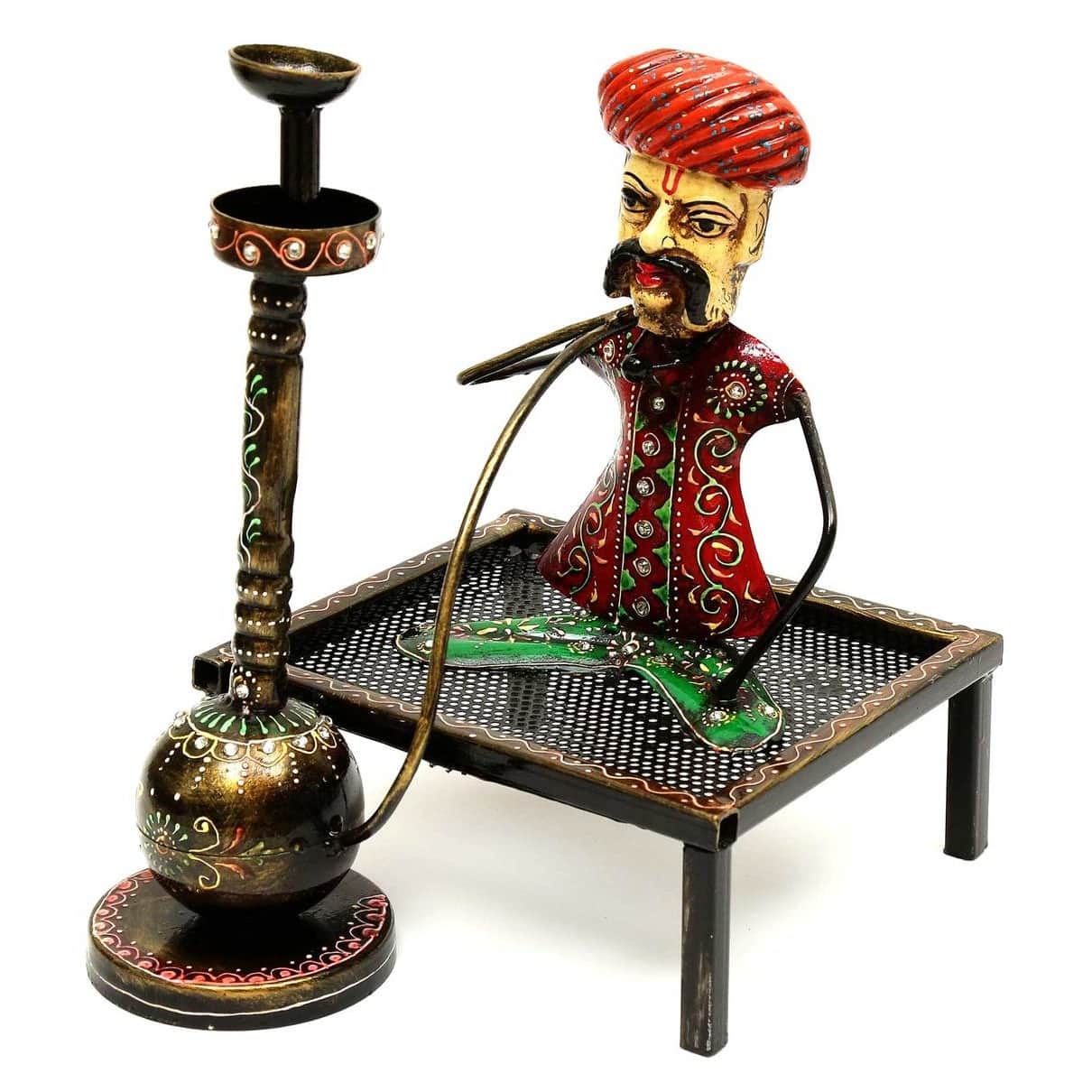 Metal Rural Man with Hukka Showpiece - top_view