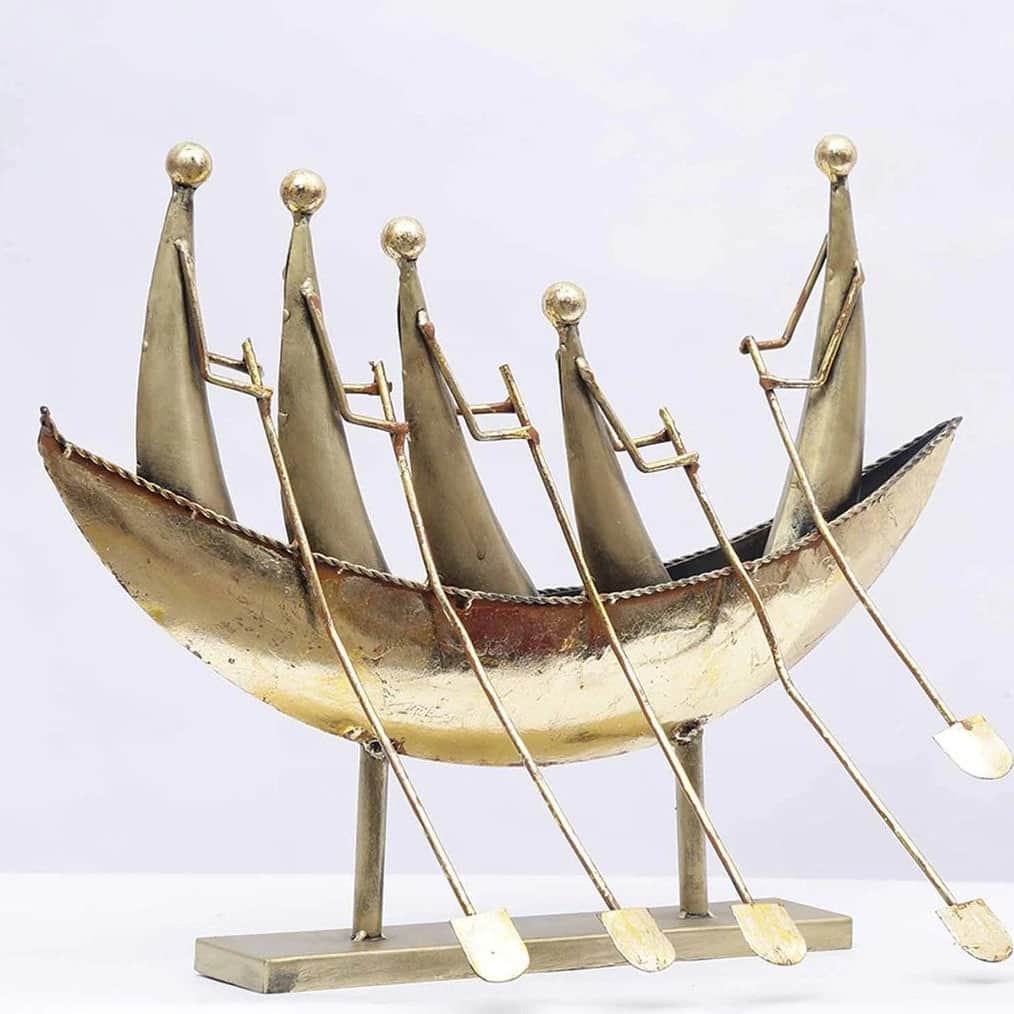 Iron Boat Traveller Figurine In Gold - front_view